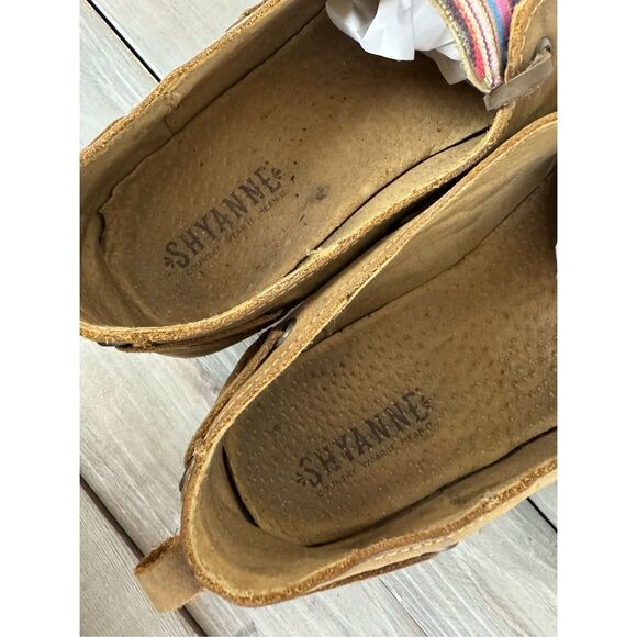 SHYANNE‎ Woven Stripe Brown Leather Slip On Moc Toe Casual Shoes size 11 - Picture 7 of 10